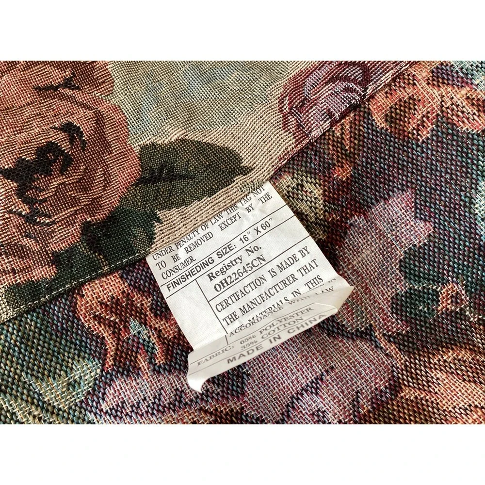 PB Brighton Tapestry King Shams (2) & (2) Window Toppers Floral Purple Rose